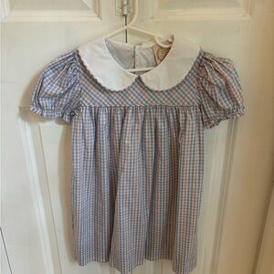 The Beaufort Bonnet Company Blue and Pink Gingham Dress with Peter Pan collar